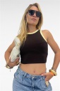 canotta crop costina bicolore
